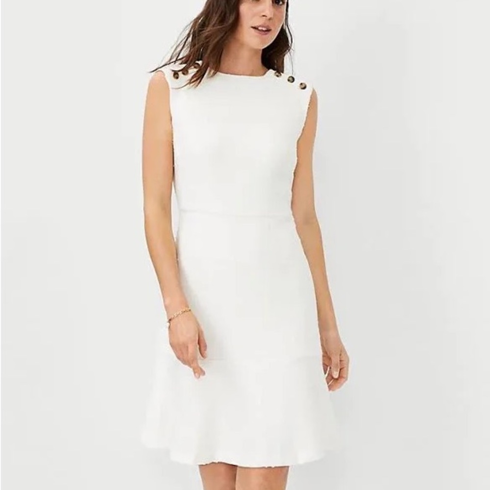 Ann Taylor Tweed Flounce Shift Dress